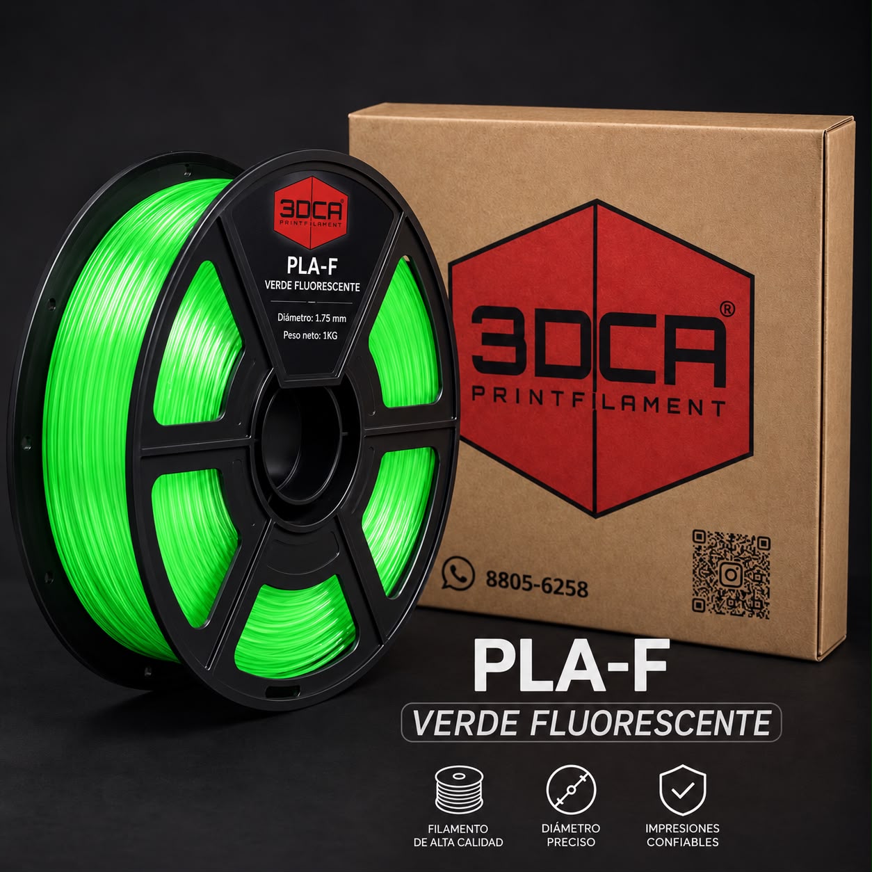 Filamento PLAF verde flourescente